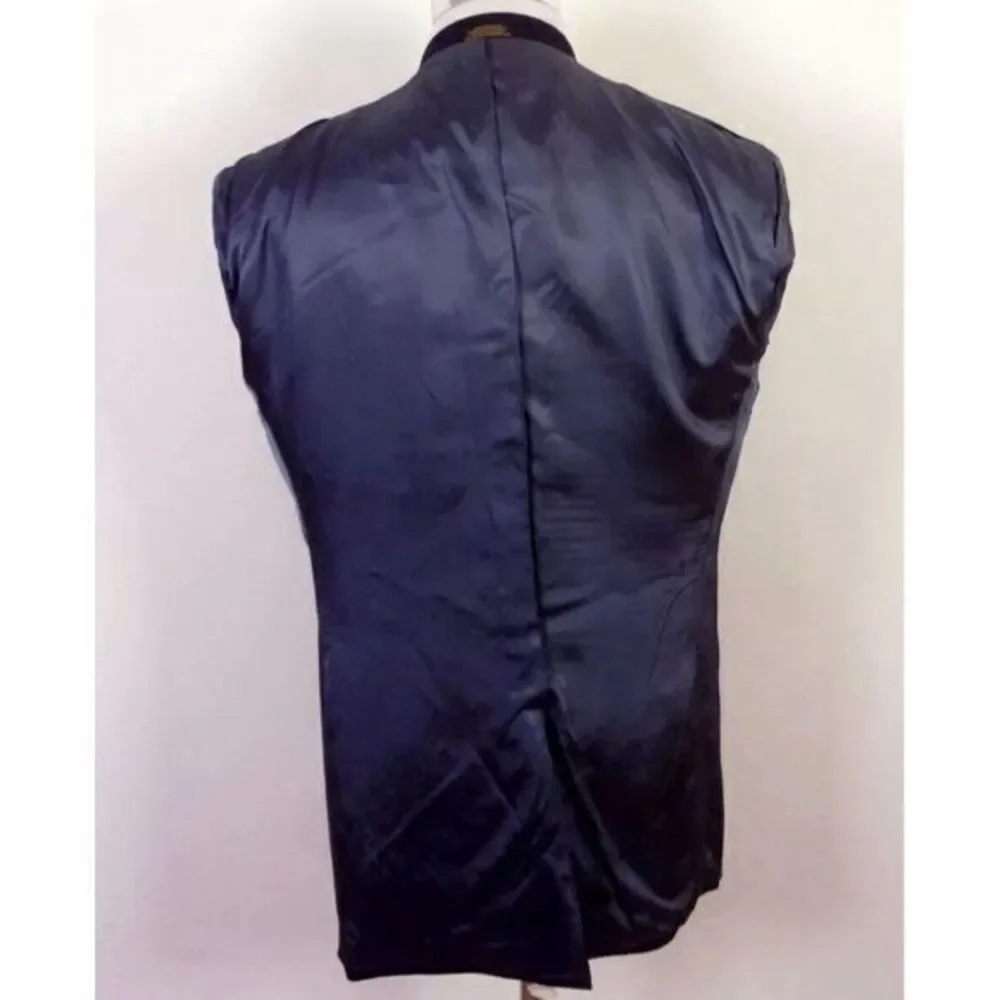 Vintage‎ EUC Stafford Navy Hopsack Blazer Sportcoat Gold Buttons Wool Blend 42 L